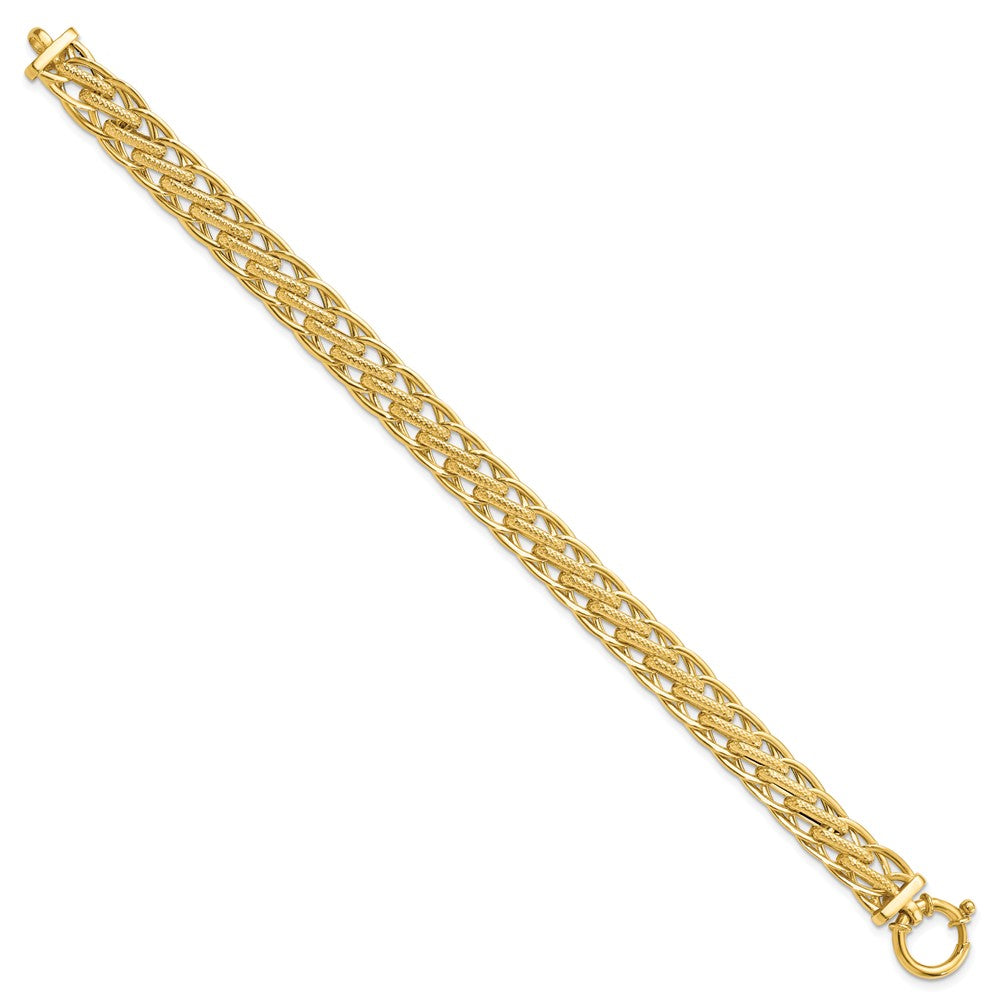 7.5 Zoll 14K Poliert und Strukturiert Fantasieglieder Armband
