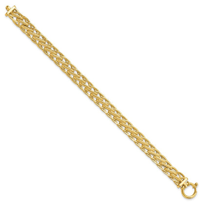 7.5 Zoll 14K Poliert und Strukturiert Fantasieglieder Armband