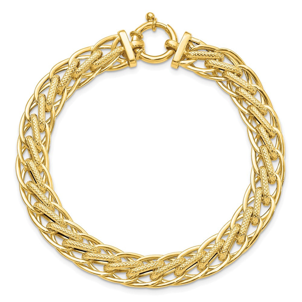 7.5 Zoll 14K Poliert und Strukturiert Fantasieglieder Armband
