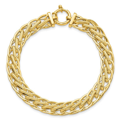7.5 Zoll 14K Poliert und Strukturiert Fantasieglieder Armband