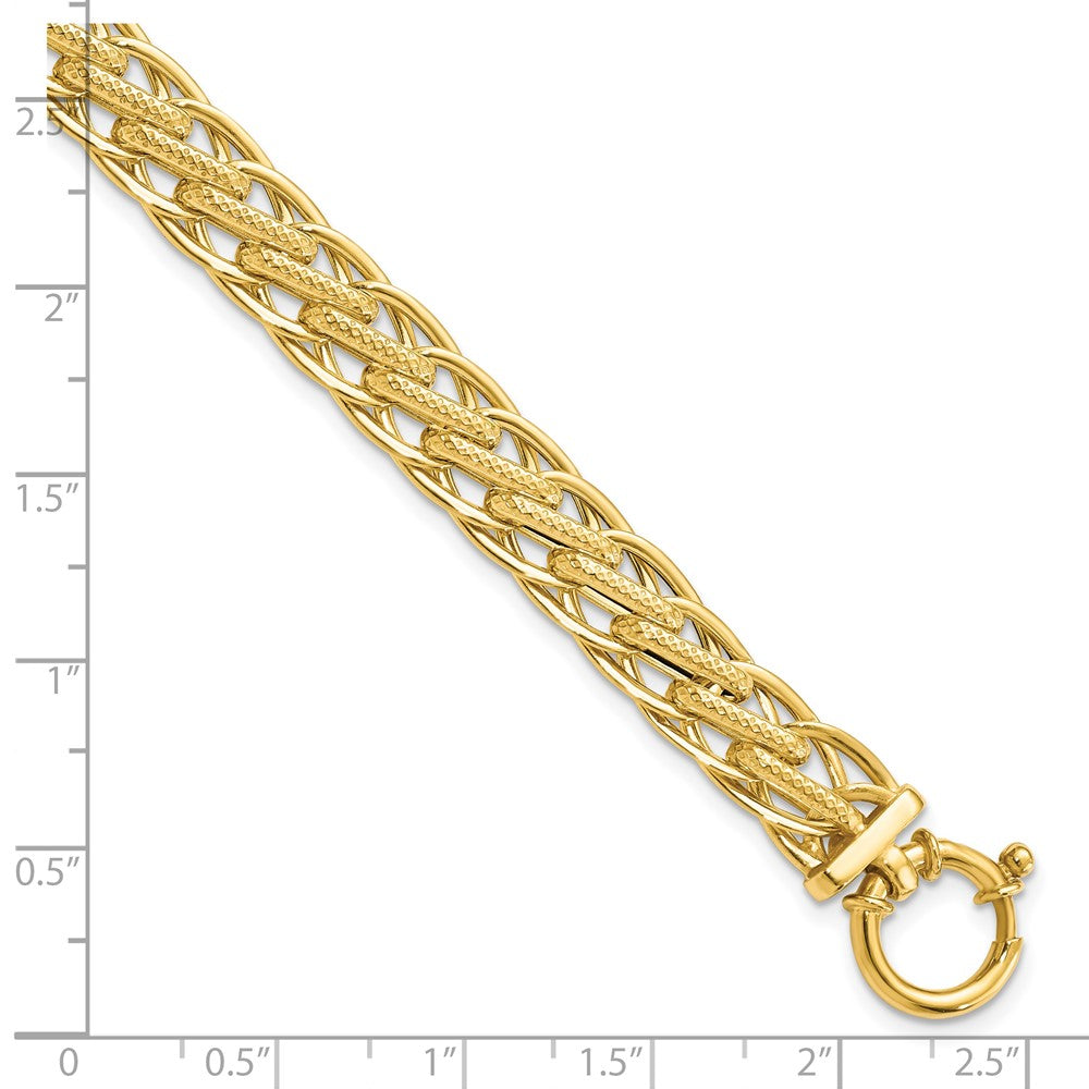 7.5 Zoll 14K Poliert und Strukturiert Fantasieglieder Armband
