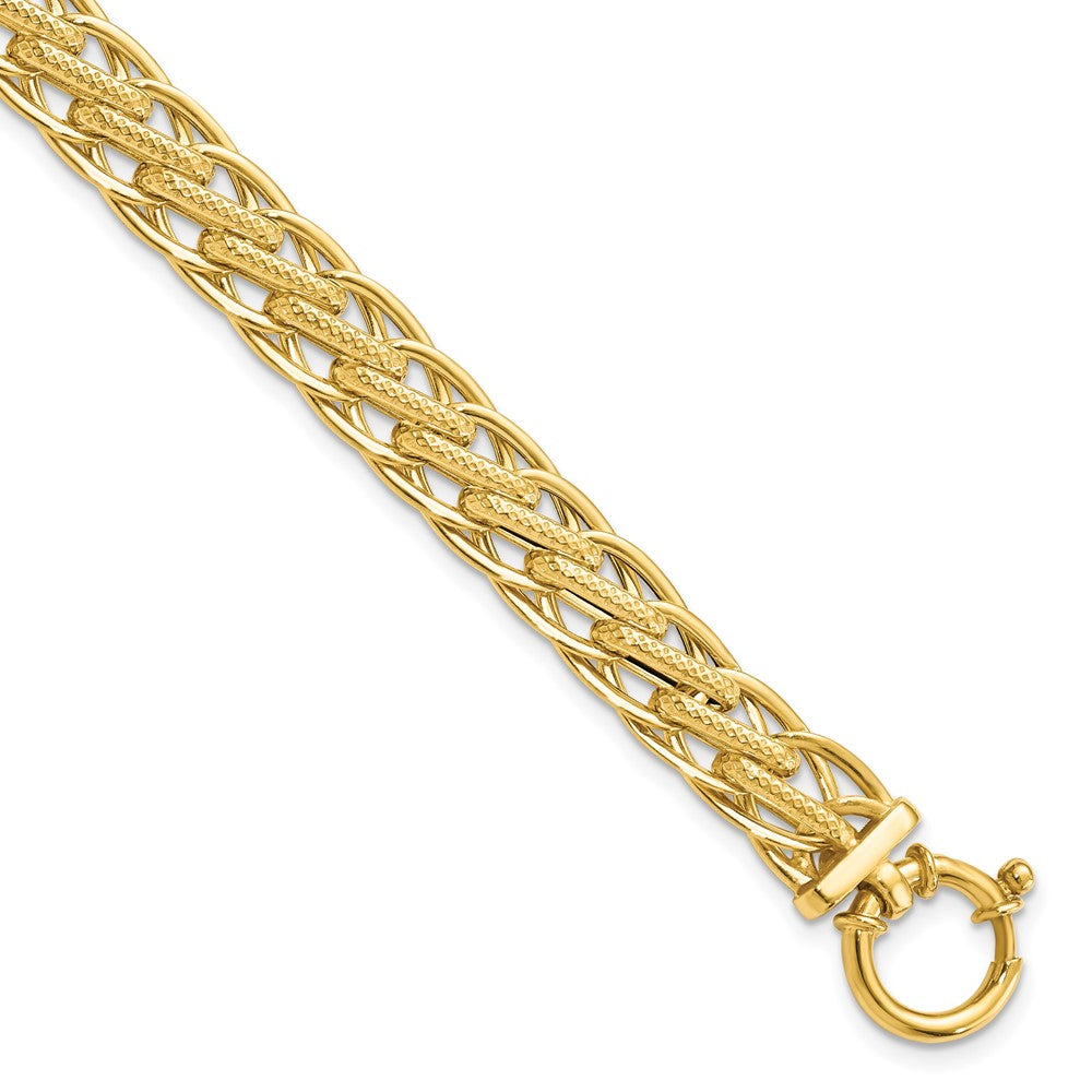 7.5 Zoll 14K Poliert und Strukturiert Fantasieglieder Armband