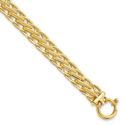 7.5 Zoll 14K Poliert und Strukturiert Fantasieglieder Armband