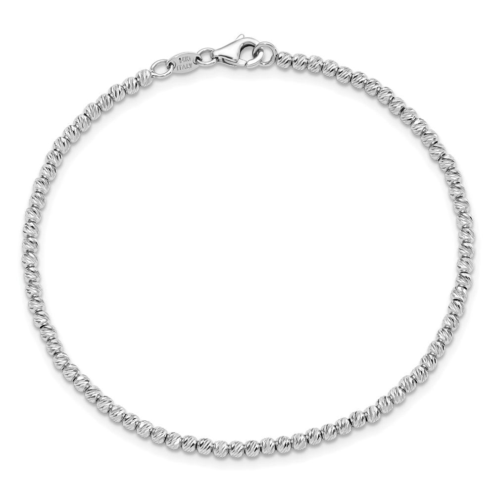 7.5 Zoll 14K Weißgold Diamantiert Gekugelt Armband