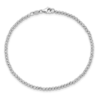7.5 Zoll 14K Weißgold Diamantiert Gekugelt Armband
