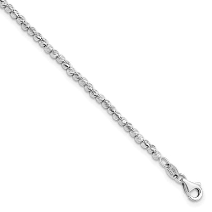 7.5 Zoll 14K Weißgold Diamantiert Gekugelt Armband