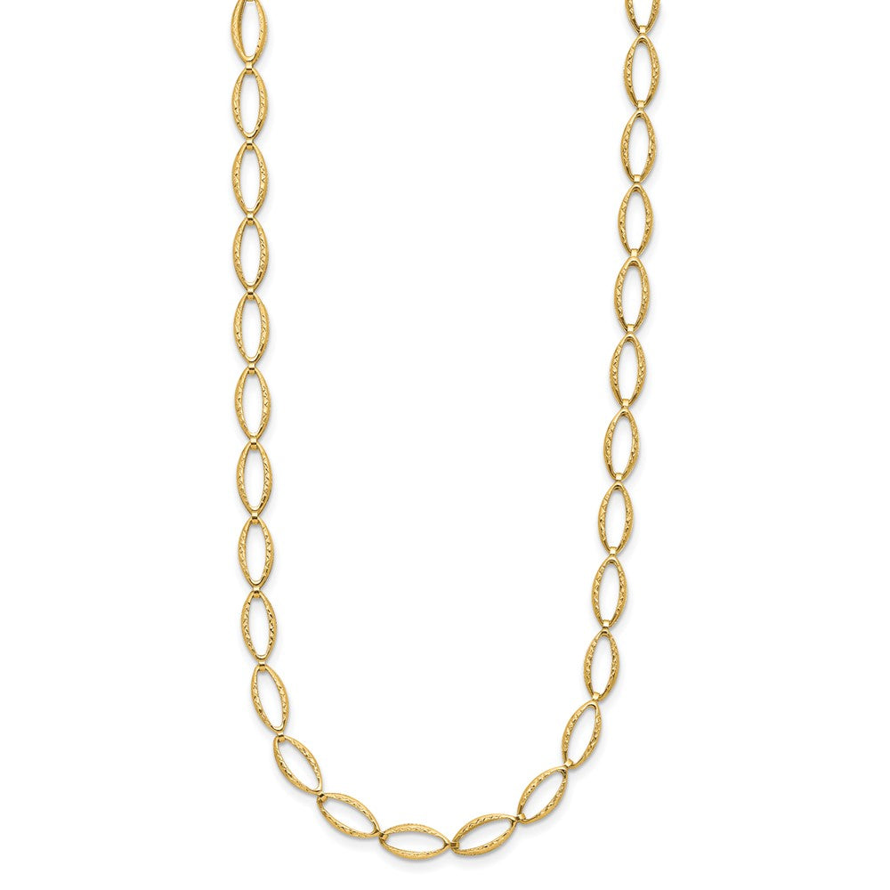 14K Gelbgold Poliert und Diamantiert Fantasieglieder Halskette