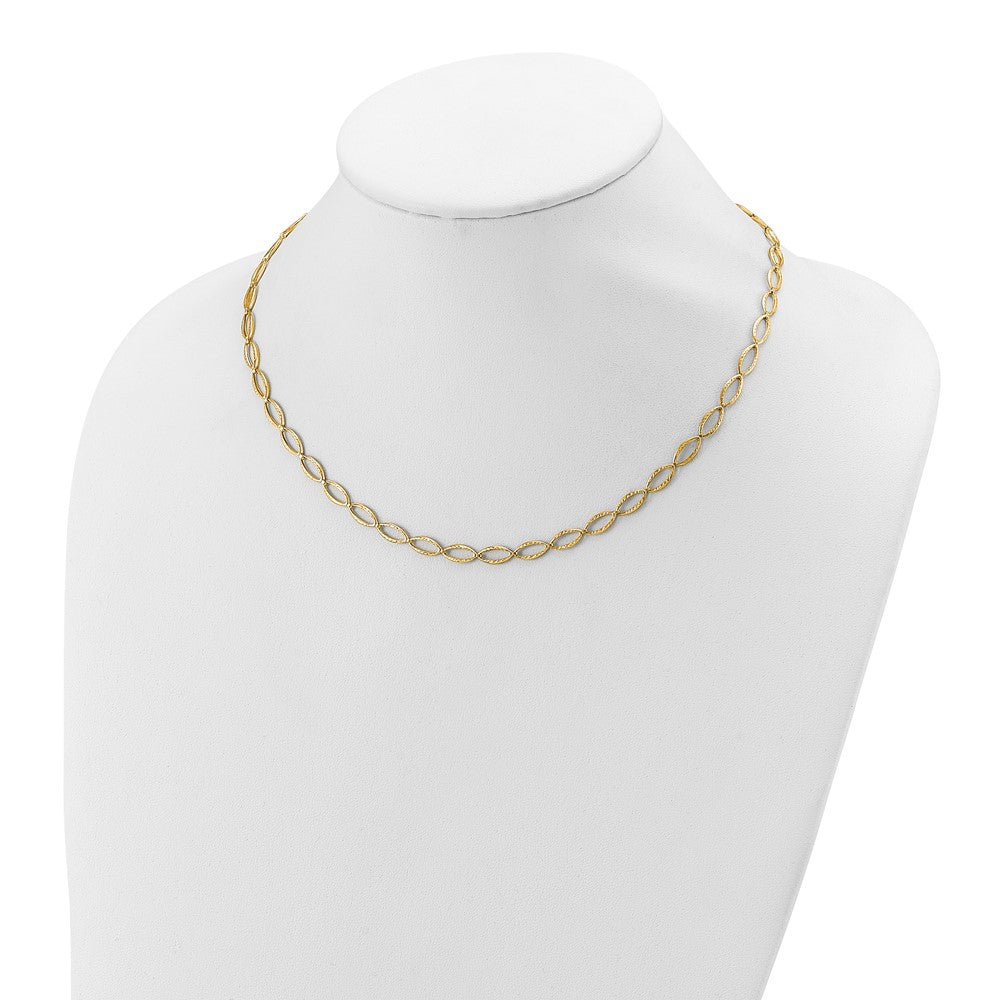 14K Gelbgold Poliert und Diamantiert Fantasieglieder Halskette