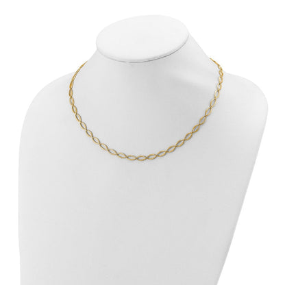 14K Gelbgold Poliert und Diamantiert Fantasieglieder Halskette