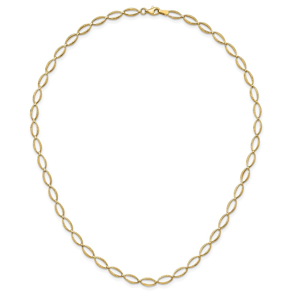 14K Gelbgold Poliert und Diamantiert Fantasieglieder Halskette