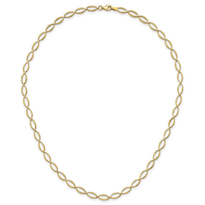 14K Gelbgold Poliert und Diamantiert Fantasieglieder Halskette