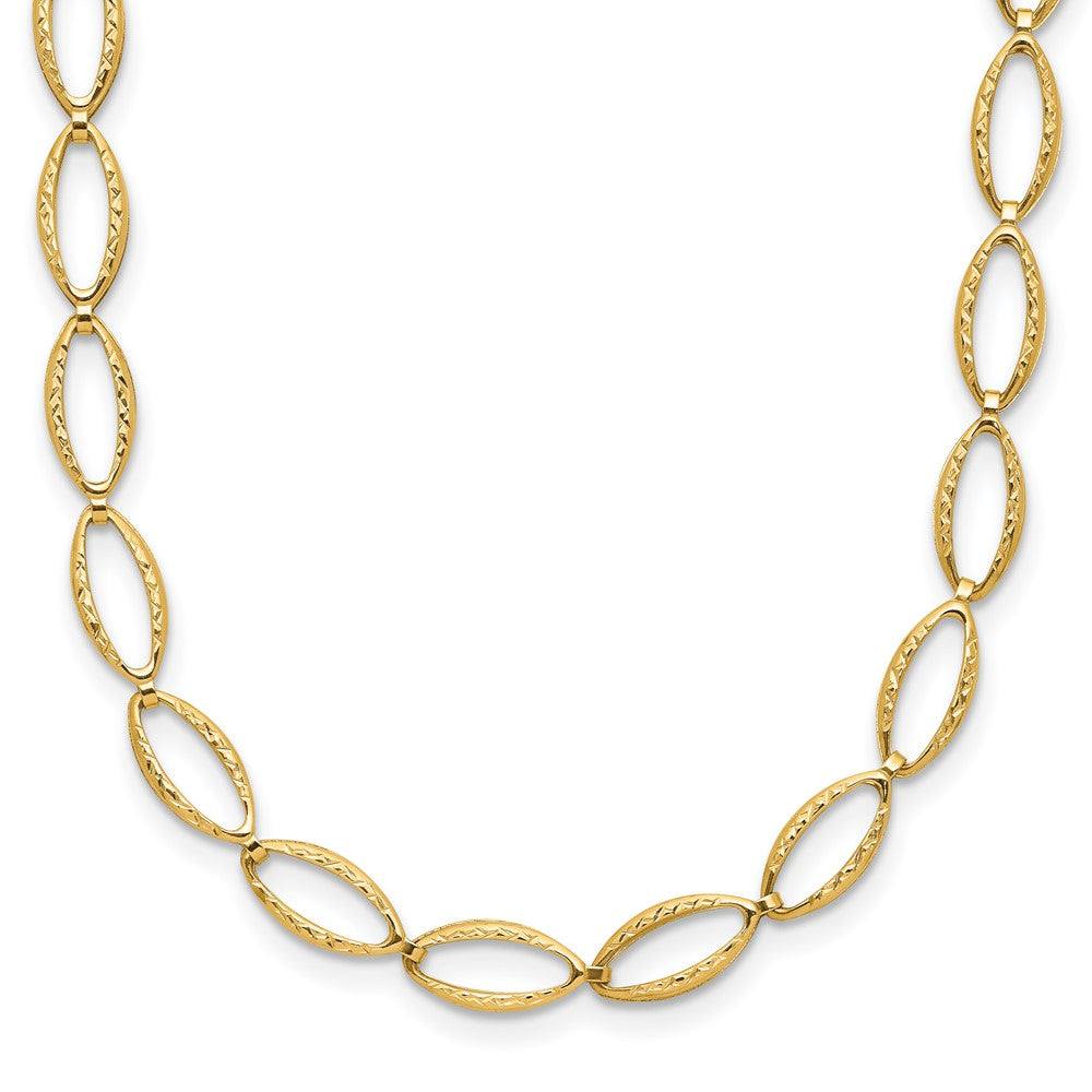 14K Gelbgold Poliert und Diamantiert Fantasieglieder Halskette