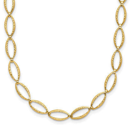 14K Gelbgold Poliert und Diamantiert Fantasieglieder Halskette