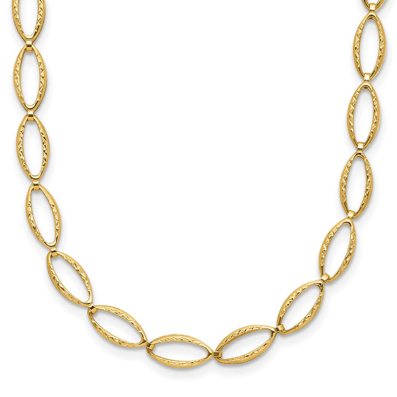 14K Gelbgold Poliert und Diamantiert Fantasieglieder Halskette