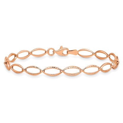 14K Roségold Poliert und Diamantiert Armband