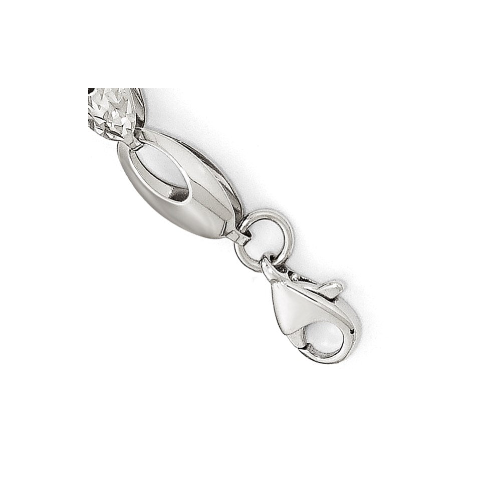 7 Zoll 14K Weißgold Poliert und Diamantiert Armband