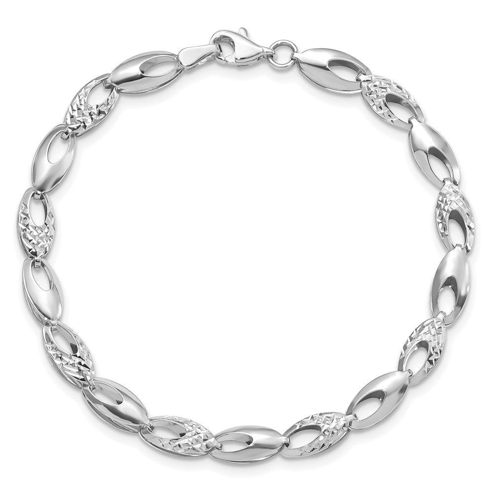 7 Zoll 14K Weißgold Poliert und Diamantiert Armband