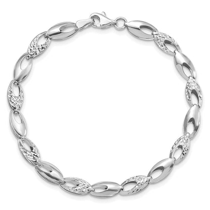 7 Zoll 14K Weißgold Poliert und Diamantiert Armband