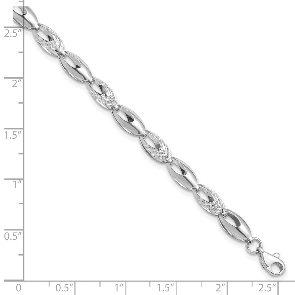 7 Zoll 14K Weißgold Poliert und Diamantiert Armband
