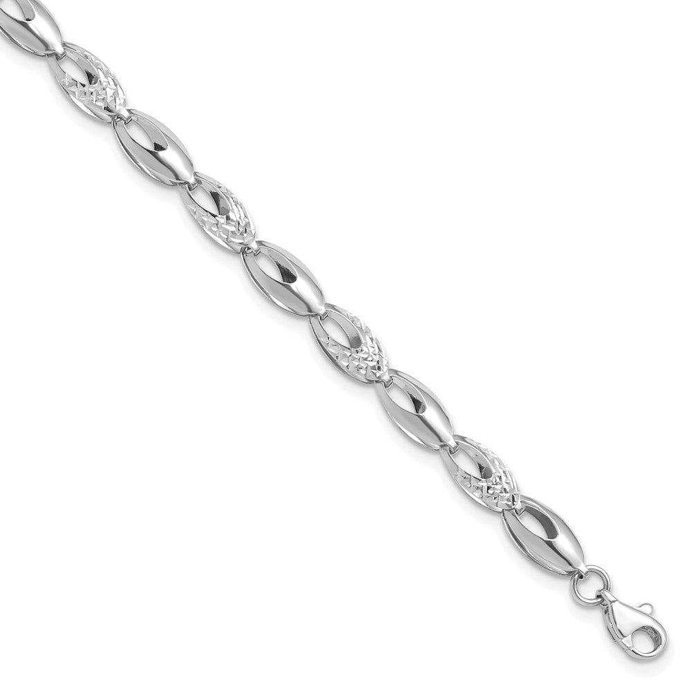 7 Zoll 14K Weißgold Poliert und Diamantiert Armband