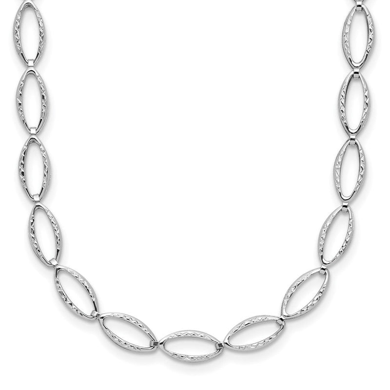 14K Weißgold Poliert und Diamantiert Fantasieglieder Halskette