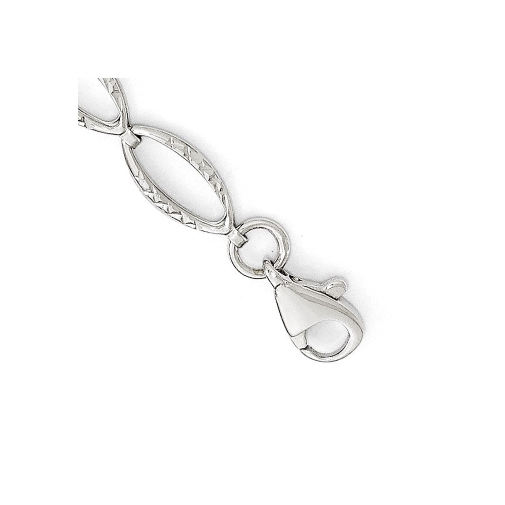 7 Zoll 14K Weißgold Poliert und Diamantiert Armband