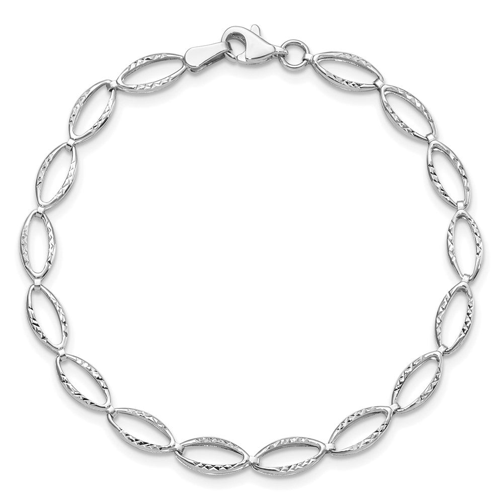 7 Zoll 14K Weißgold Poliert und Diamantiert Armband