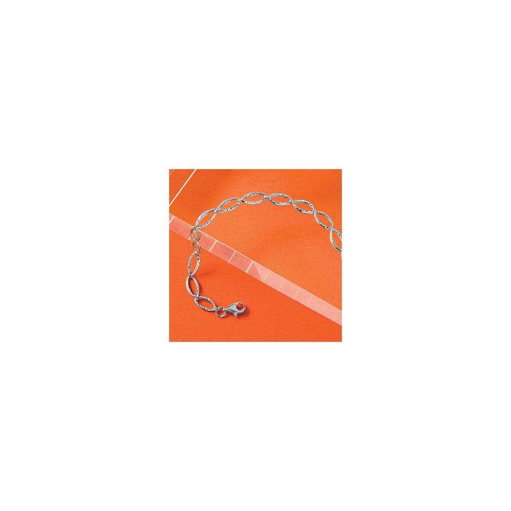 7 Zoll 14K Weißgold Poliert und Diamantiert Armband