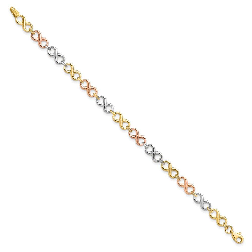 14K Tricolor Poliert Unendlichkeit Armband