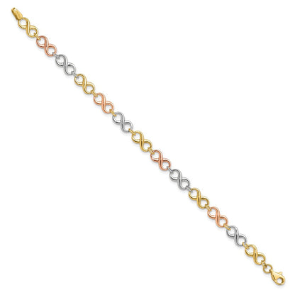 14K Tricolor Poliert Unendlichkeit Armband