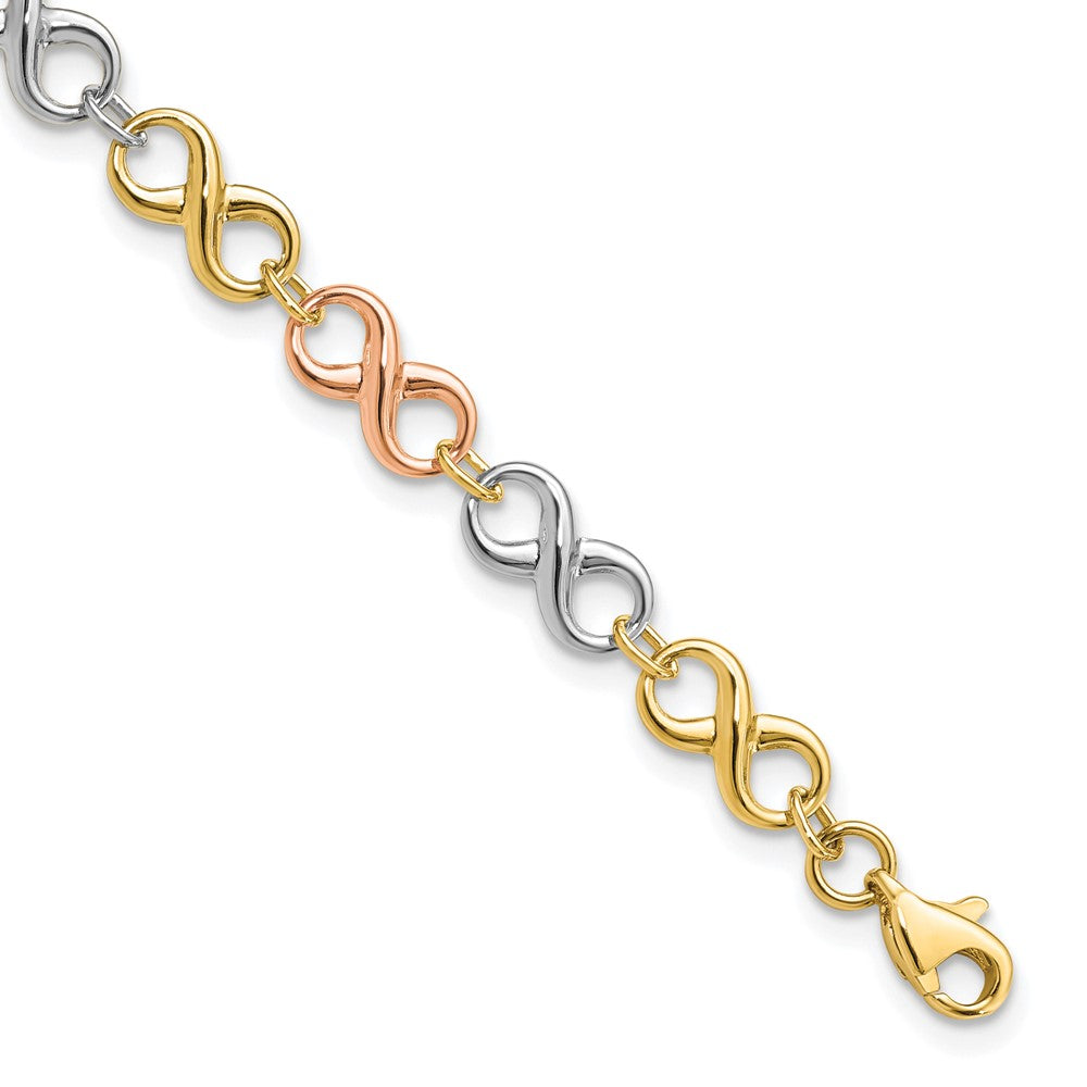 14K Tricolor Poliert Unendlichkeit Armband