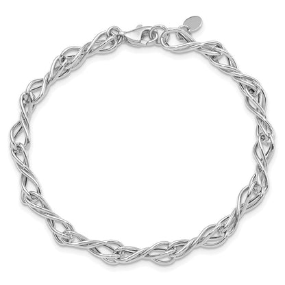 7.5 Zoll 14K Weißgold Poliert Fantasieglieder Armband