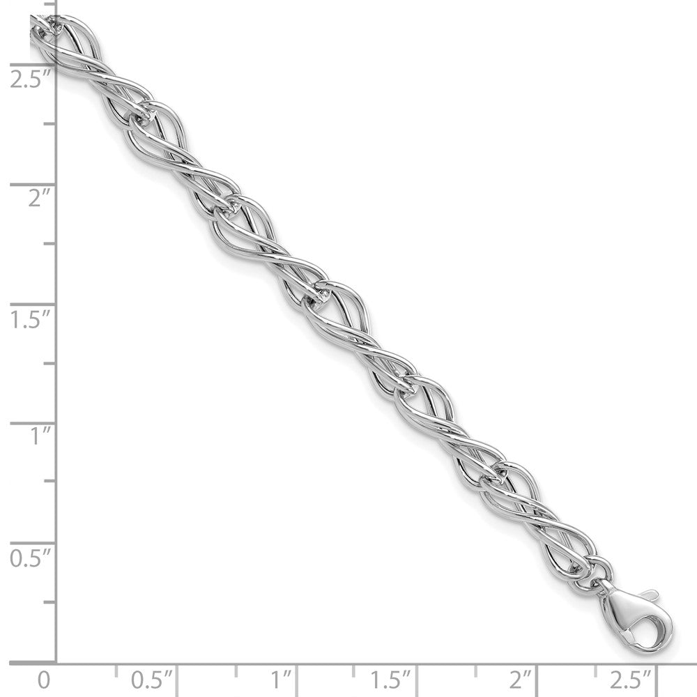 7.5 Zoll 14K Weißgold Poliert Fantasieglieder Armband