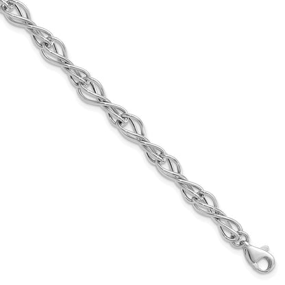7.5 Zoll 14K Weißgold Poliert Fantasieglieder Armband