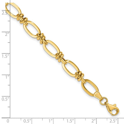 7.5 Zoll 14K Poliert Fantasieglieder Armband