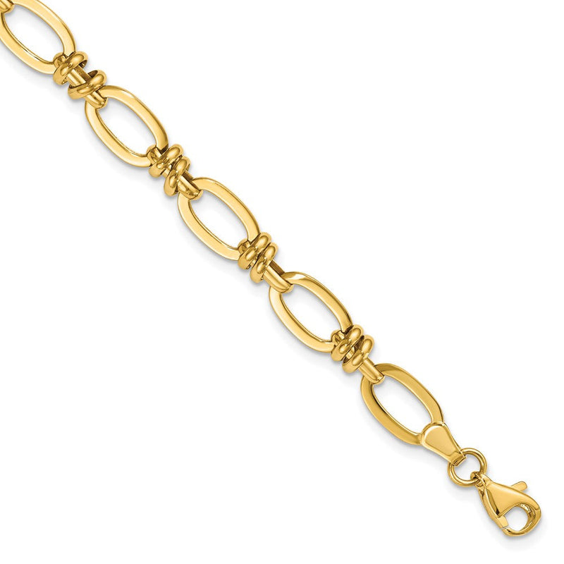 7.5 Zoll 14K Poliert Fantasieglieder Armband