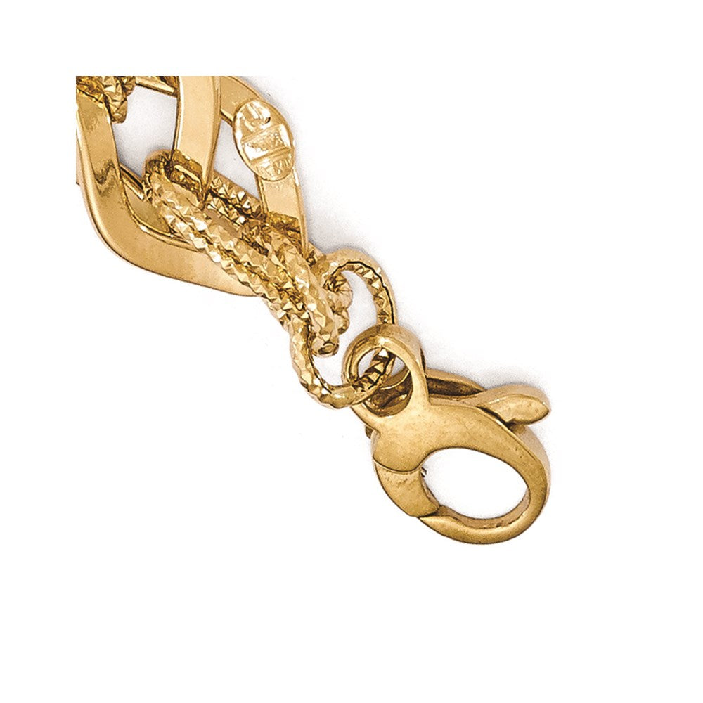 7.5 Zoll 14K Gelb und Weißgold Poliert Diamantiert Armband