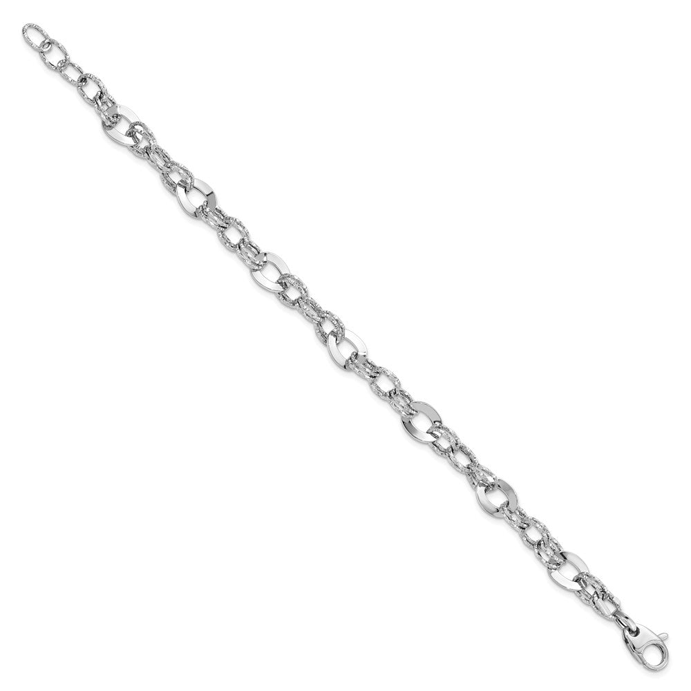 7.5 Zoll 14K Weißgold Poliert Diamantiert Armband