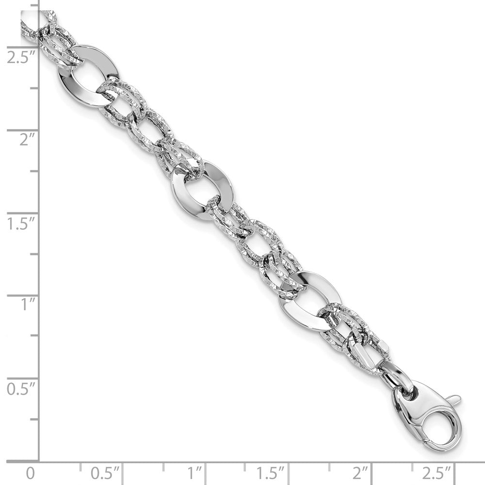 7.5 Zoll 14K Weißgold Poliert Diamantiert Armband