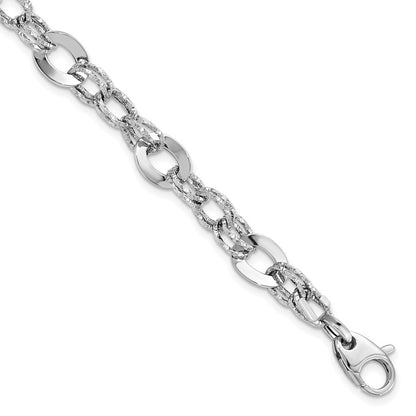 7.5 Zoll 14K Weißgold Poliert Diamantiert Armband