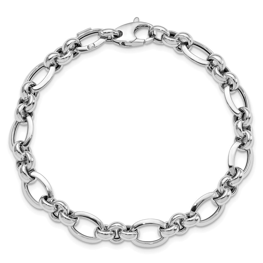7.5 Zoll 14K Weißgold Poliert Armband