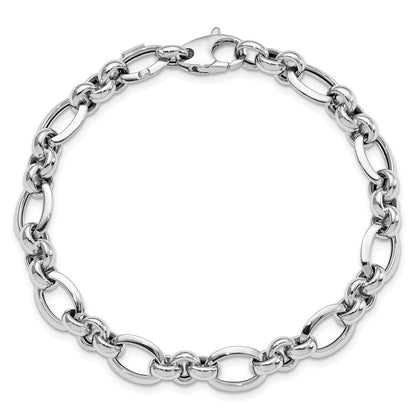 7.5 Zoll 14K Weißgold Poliert Armband