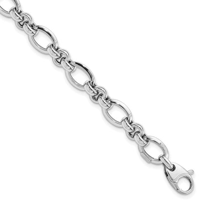 7.5 Zoll 14K Weißgold Poliert Armband
