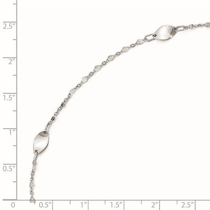 14K Weißgold Poliert mit 1 Zoll Verlängerung. Fußkettchen