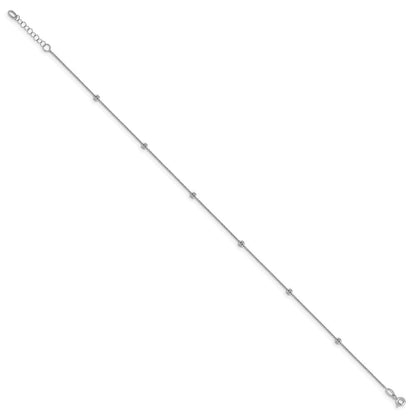 14K Weißgold Diamantiert Gekugelt mit 1 Zoll Verlängerung. Fußkettchen