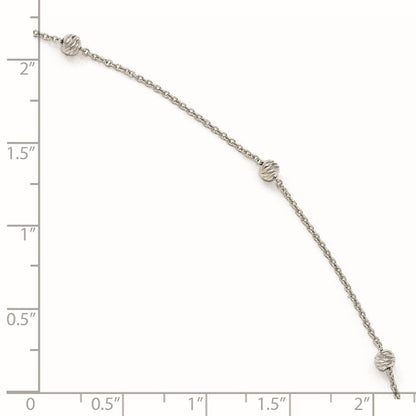 14K Weißgold Diamantiert Gekugelt mit 1 Zoll Verlängerung. Fußkettchen