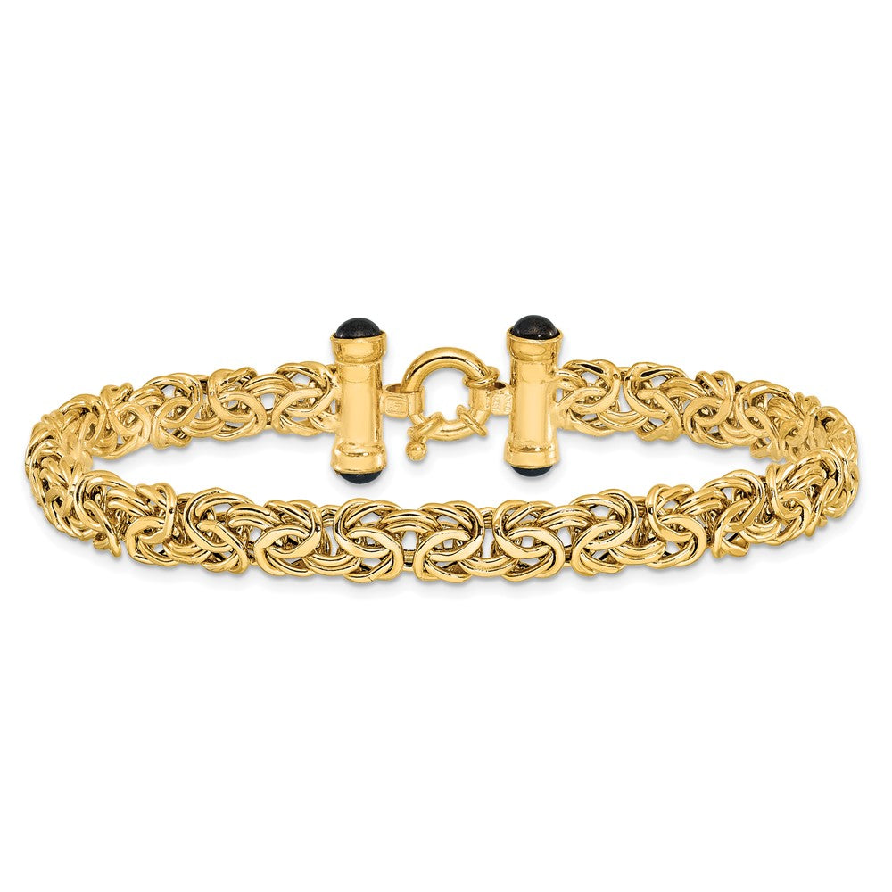8 Zoll 14K Poliert Fantasieglieder mit Schwarz Onyx Armband