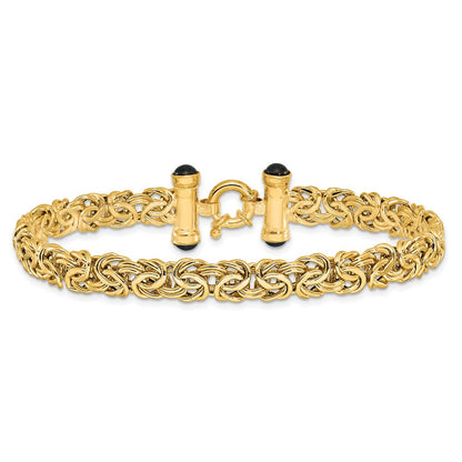 8 Zoll 14K Poliert Fantasieglieder mit Schwarz Onyx Armband