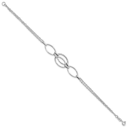 8 Zoll 14K Weißgold Poliert Doppelt Strang Glieder Armband