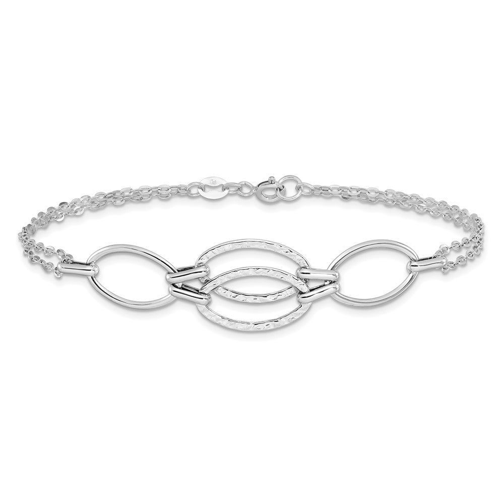 8 Zoll 14K Weißgold Poliert Doppelt Strang Glieder Armband